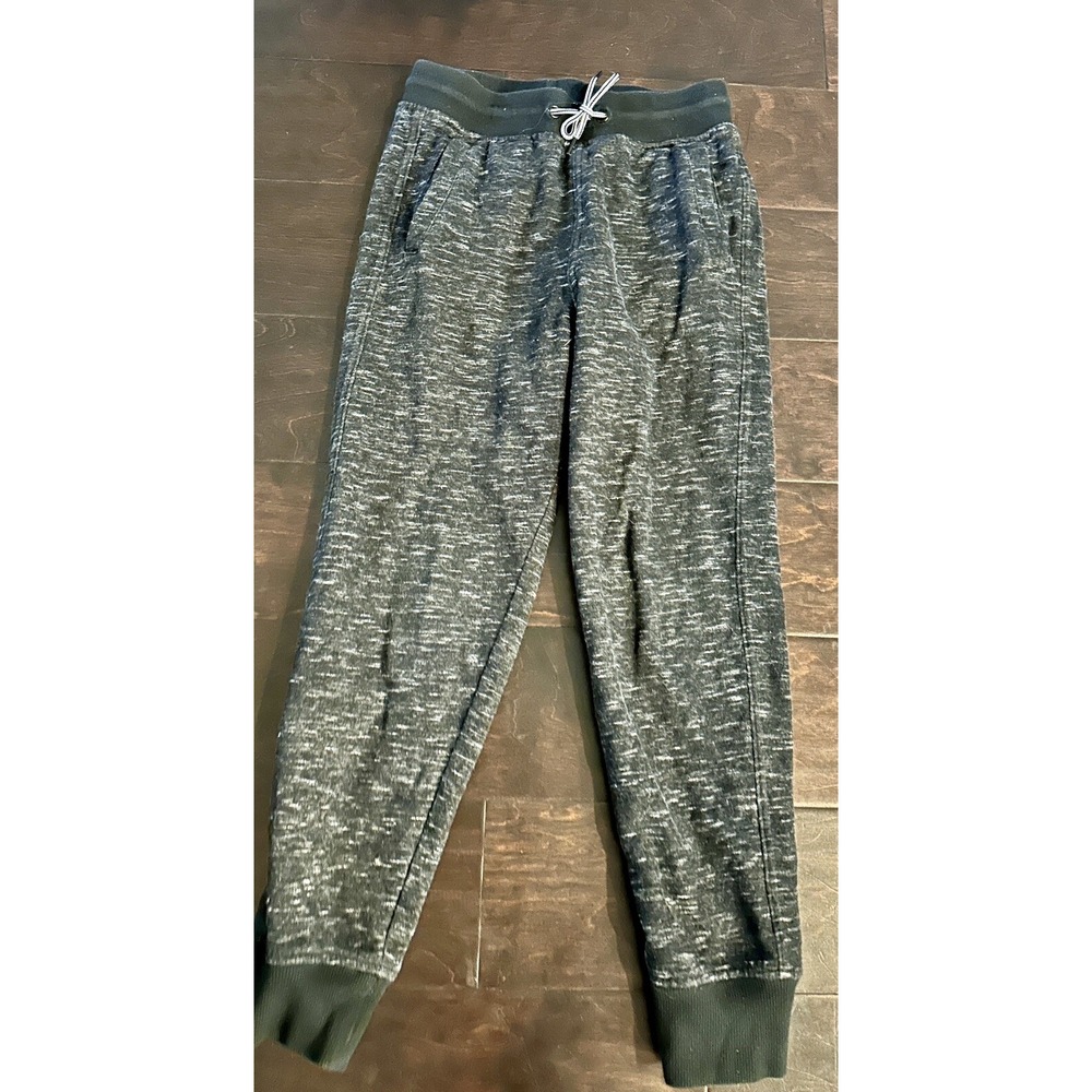 H&M Jogger Sweatpants Black Space Dye Unisex Kids Size 14 Drawstring Pants